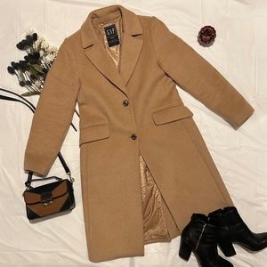Small Petite Gap Camel Wool Topcoat